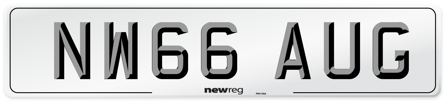 NW66 AUG Number Plate from New Reg